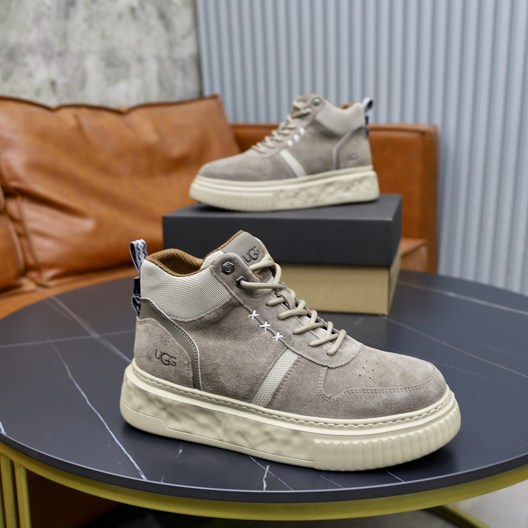 UGG High-Top Sneaker | Stone Grey Suede & Shearling