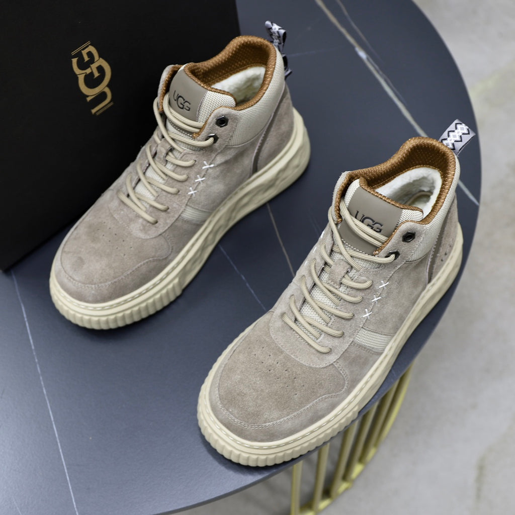 UGG High-Top Sneaker | Stone Grey Suede & Shearling