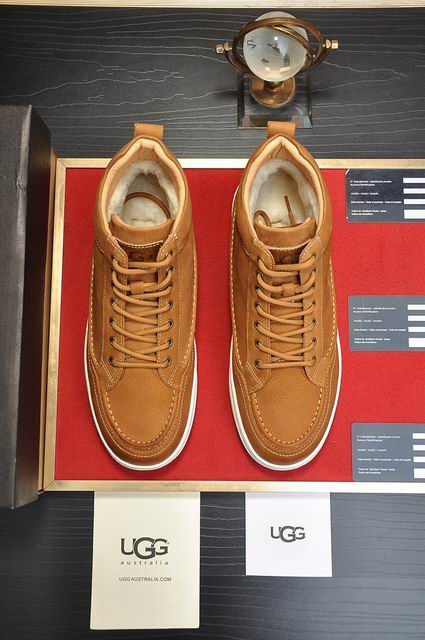 UGG High-Top Sneaker | Cognac Brown Pebbled Leather & White Sole