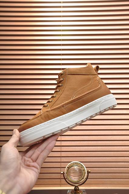 UGG High-Top Sneaker | Cognac Brown Pebbled Leather & White Sole